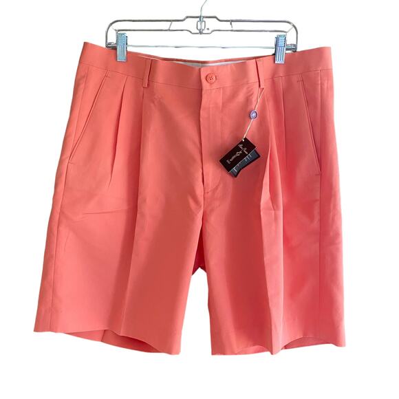 NWT ALAN FLUSSER Golf Shorts Size 38 Salmon Pleat Front Pockets Sporty - Picture 1 of 8